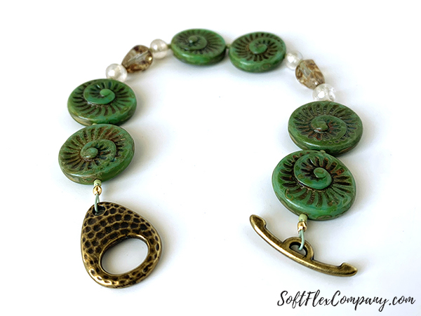 Jade Ammonite Czech Glass Spiral Bead Bracelet by Sara Oehler
