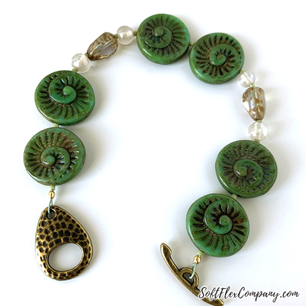 Jade Ammonite Czech Glass Spiral Bead Bracelet by Sara Oehler