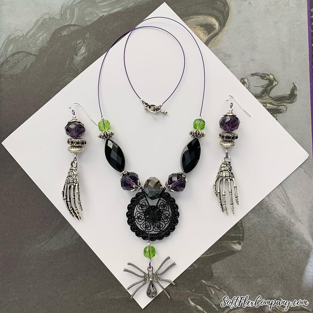 Jesse James Beads' Spider Necklcace & Skeleton Earrings by Sara Oehler