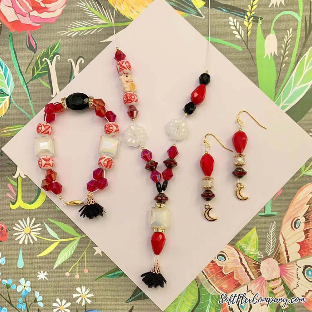 Lunar New Year Necklace, Bracelet and Earrings by Sara Oehler