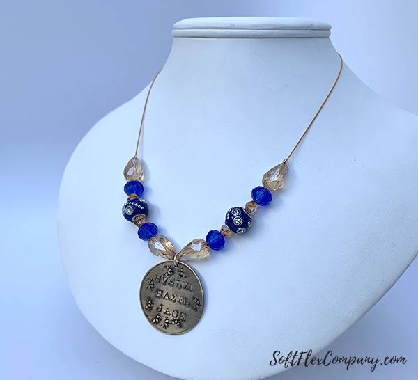 Metal Stamping Gratitude Necklace with Soft Flex Beading Wire by Sara Oehler