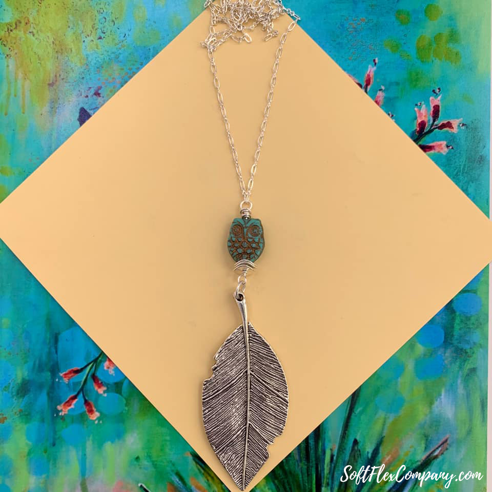 Owl, Leaf Pendant & Chain Necklace by Sara Oehler
