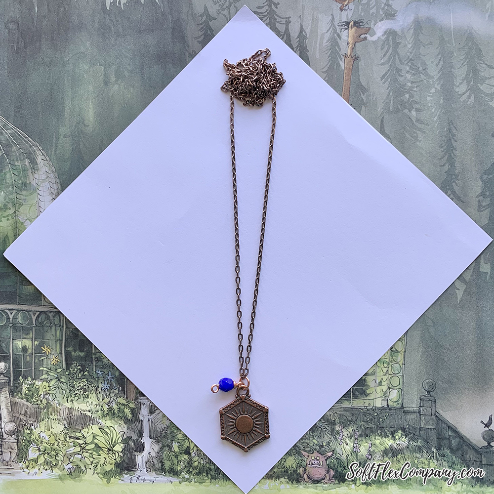 Blue Bead, Star Burst Pendant & Chain Necklace by Sara Oehler Blue Bead, Star Burst Pendant & Chain Necklace by Sara Oehler