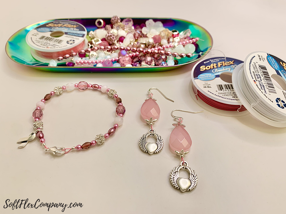 Pink Warrior Support Squad Bracelet & Earrings by Sara Oehler