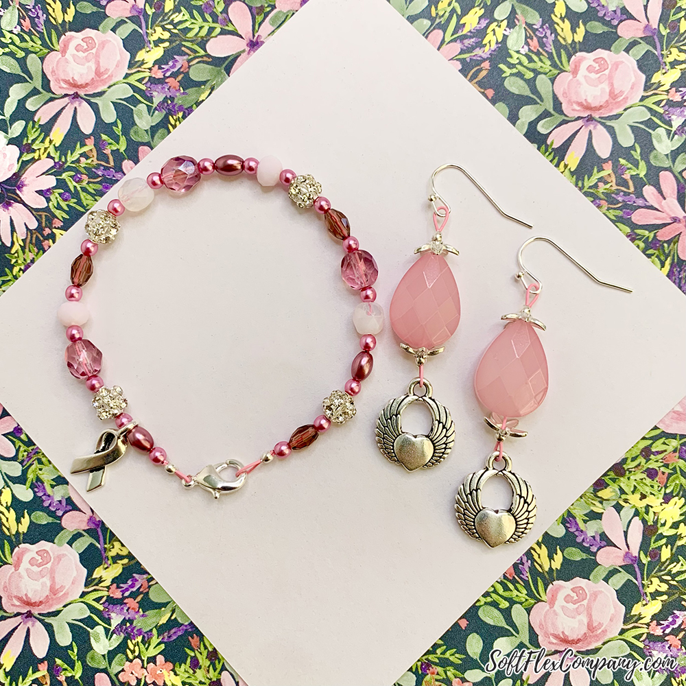 Pink Warrior Support Squad Bracelet & Earrings by Sara Oehler