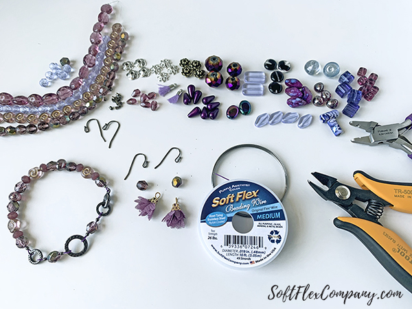 Purple Polka Dot Bracelet and Earrings by Sara Oehler