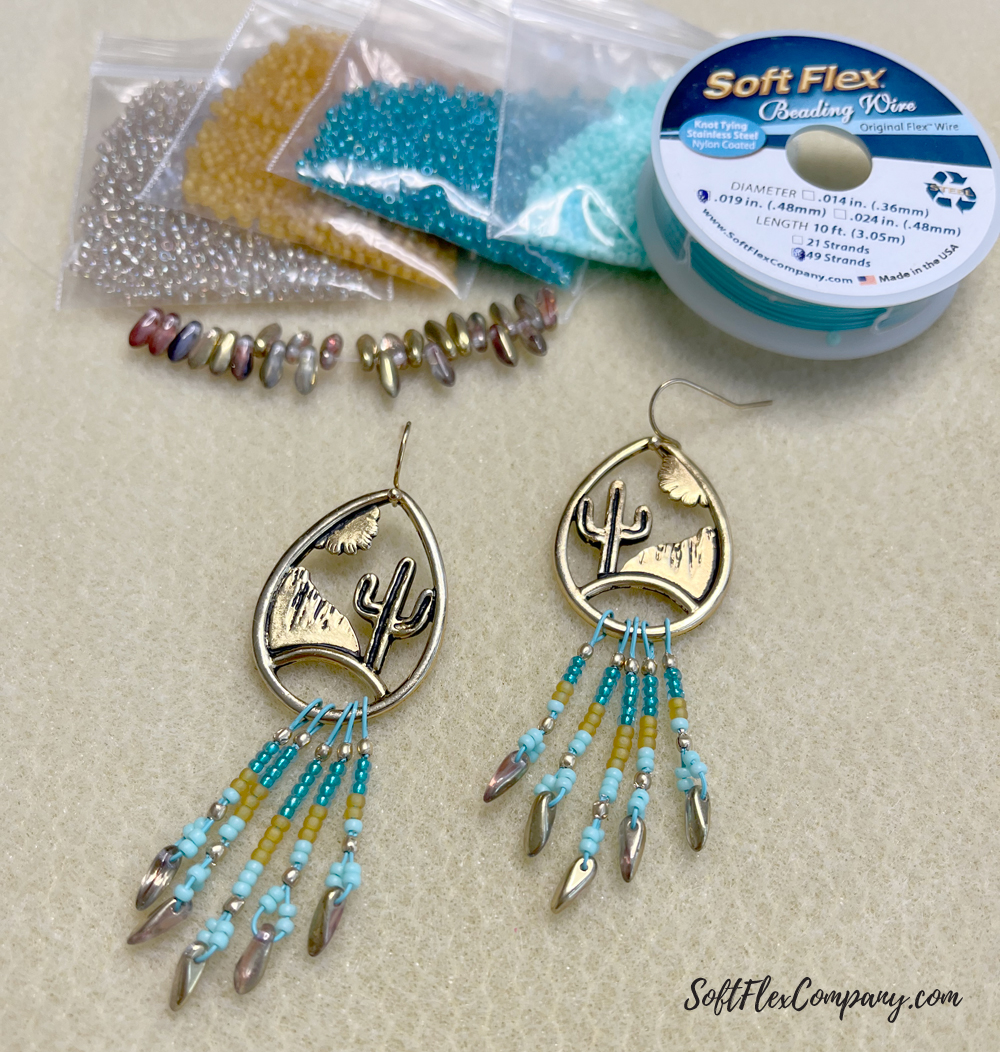 Seed Bead And Mini Dagger Desert Earrings by Kristen Fagan