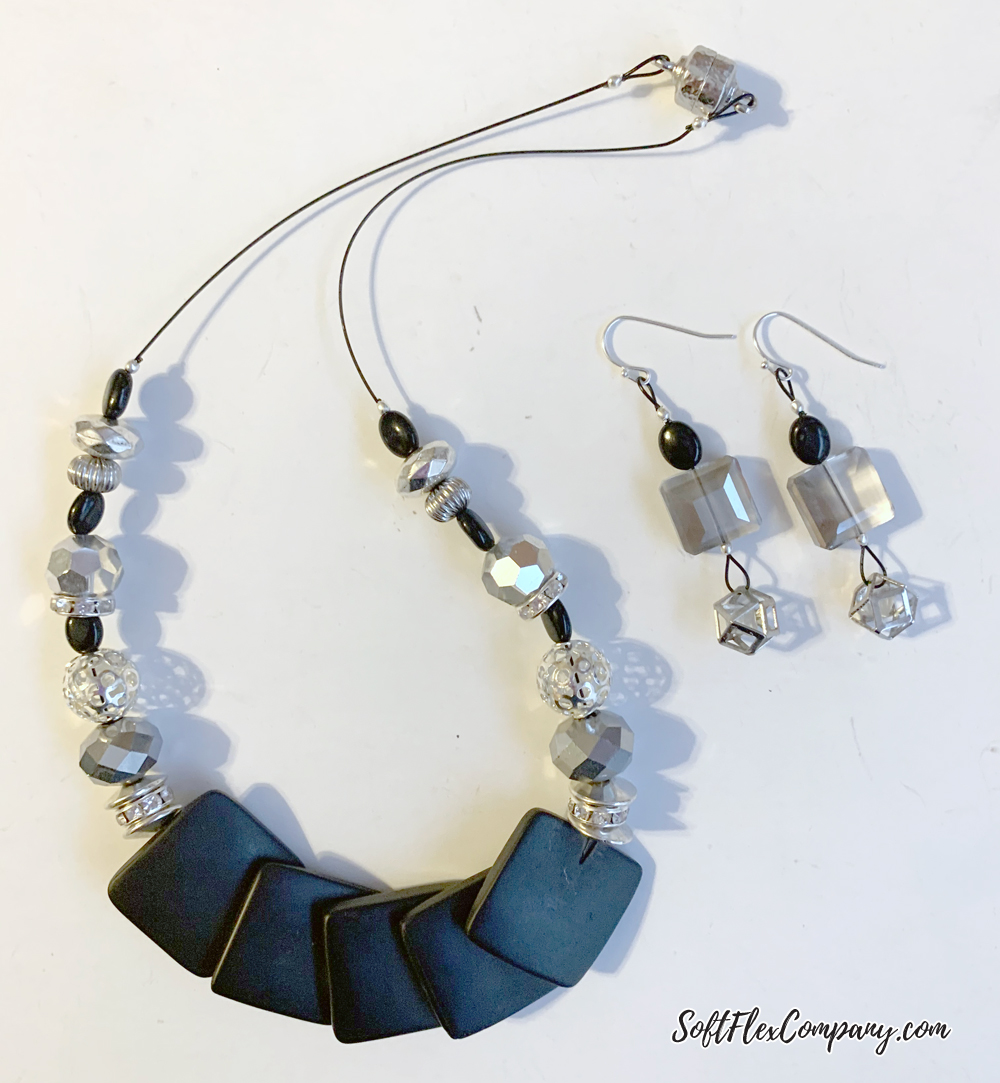 Silver & Onyx Necklace with Cage Bead Drop Earrings by Kristen Fagan