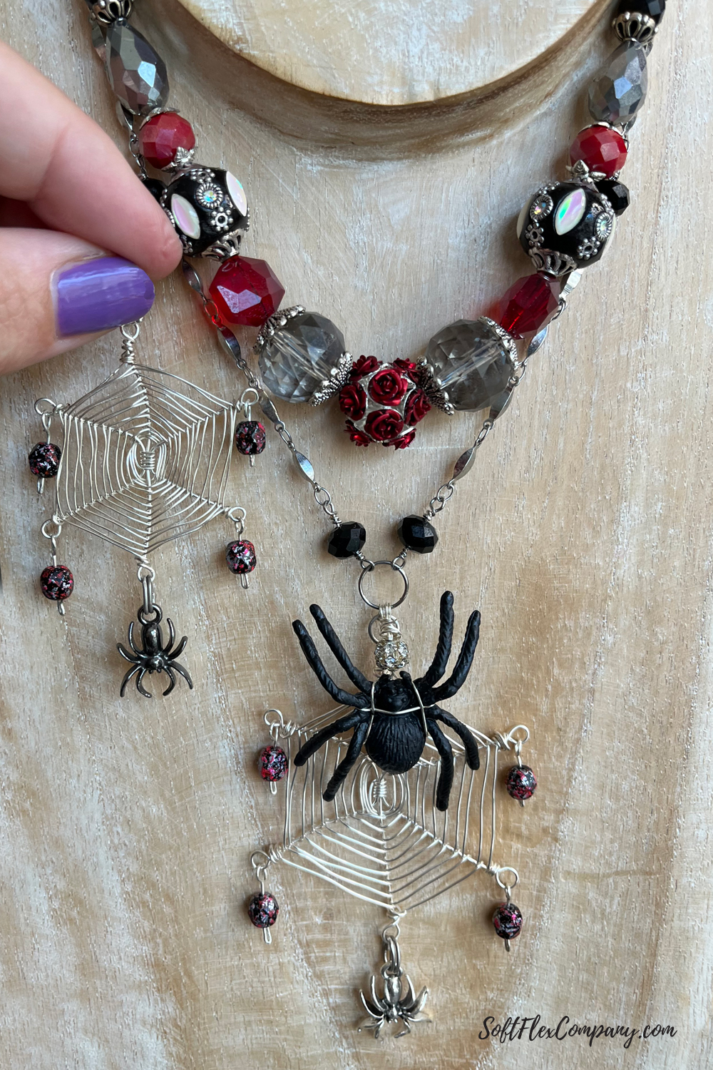 Craft Wire Spider Web Pendant and Earrings by Kristen Fagan