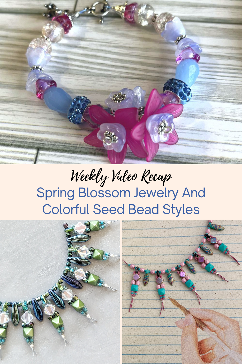 Spring Blossom Jewelry And Colorful Seed Bead Styles Collage