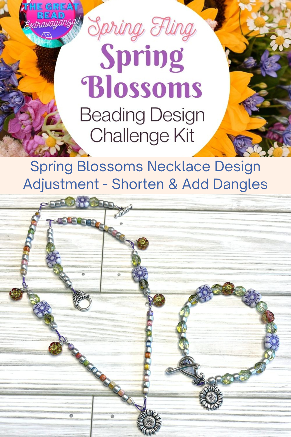 Spring Blossoms Necklace Design Adjustment - Shorten & Add Dangles Collage