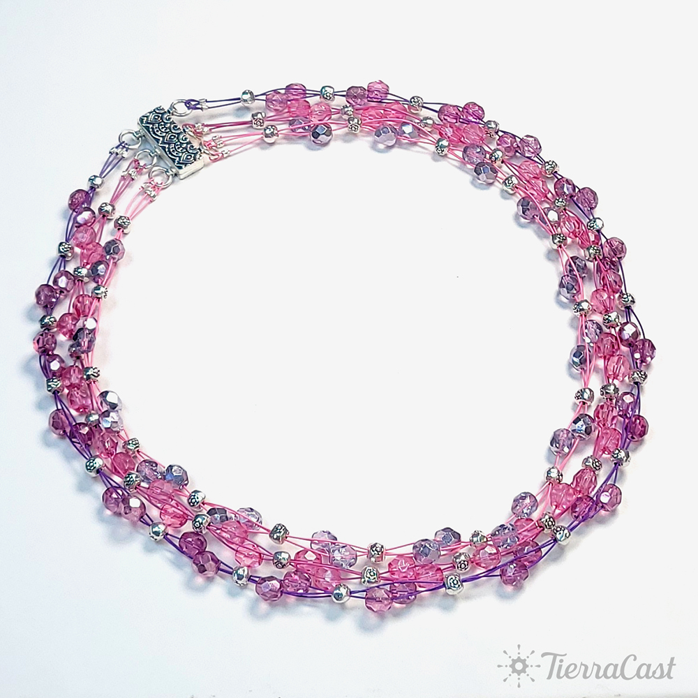 Pretty in Pink 3-Strand Necklace by Tracy Proctor of TierraCast