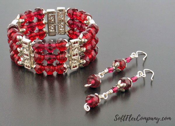 Scarlet Cuff Bracelet and Earring Set by Virginia Magdaleno