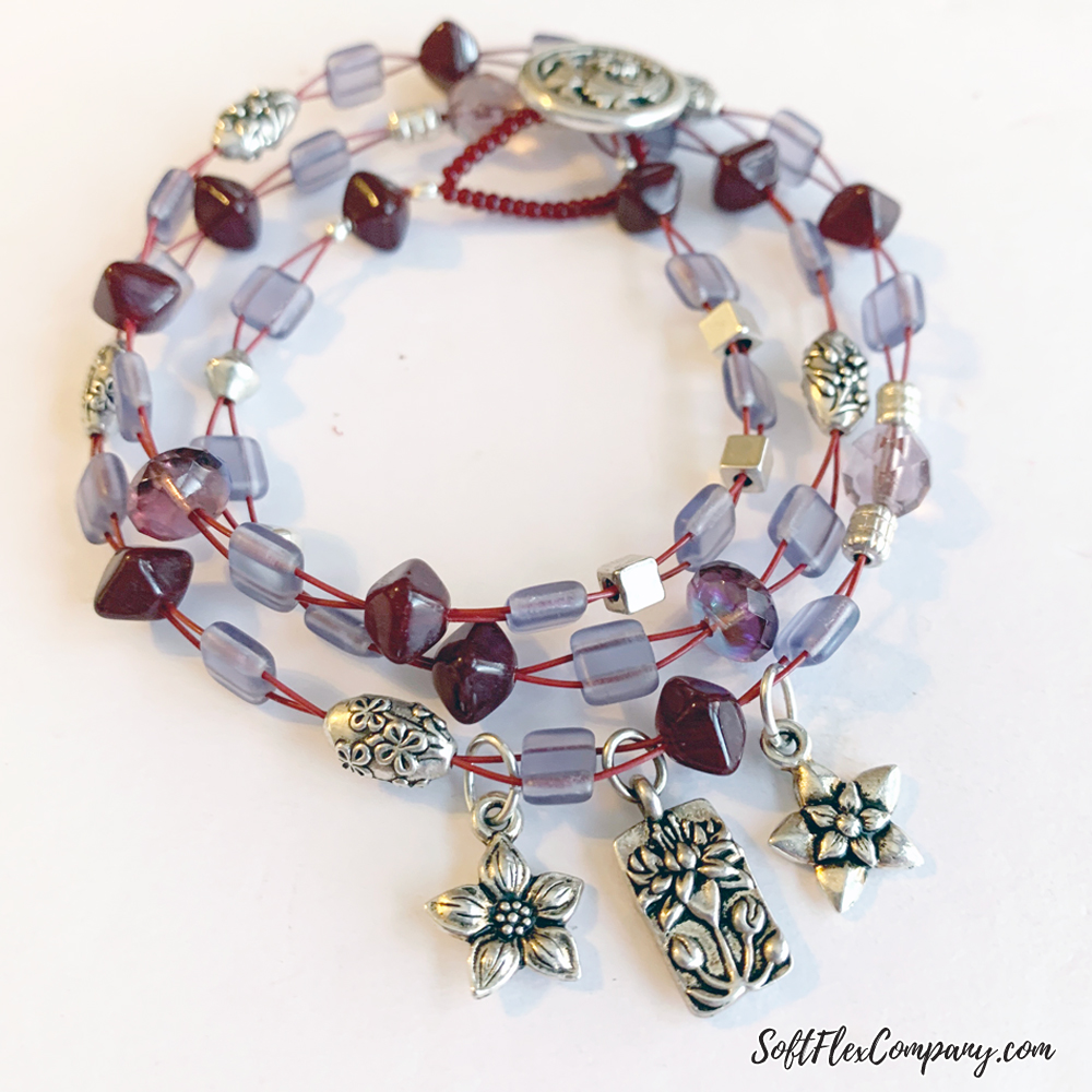 Wrap Bracelet using 2-Hole Beads, Spinel Beading Wire & Button Clasp by Kristen Fagan