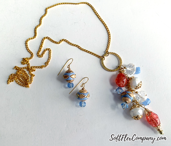 Long Cluster Y Necklace With Chain & Boho Bead Earrings by Kristen Fagan